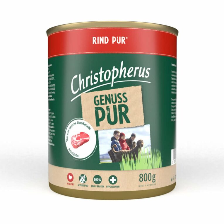 Günstig Christopherus Pur – Rind 12x800g i mPreisvergleich in unserem Onlineshop auf Hundeliebe-shop.de kaufen.
