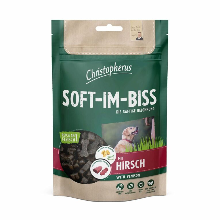 Günstig Christopherus Snacks Soft-Im-Biss Mit Hirsch 6x125g i mPreisvergleich in unserem Onlineshop auf Hundeliebe-shop.de kaufen.