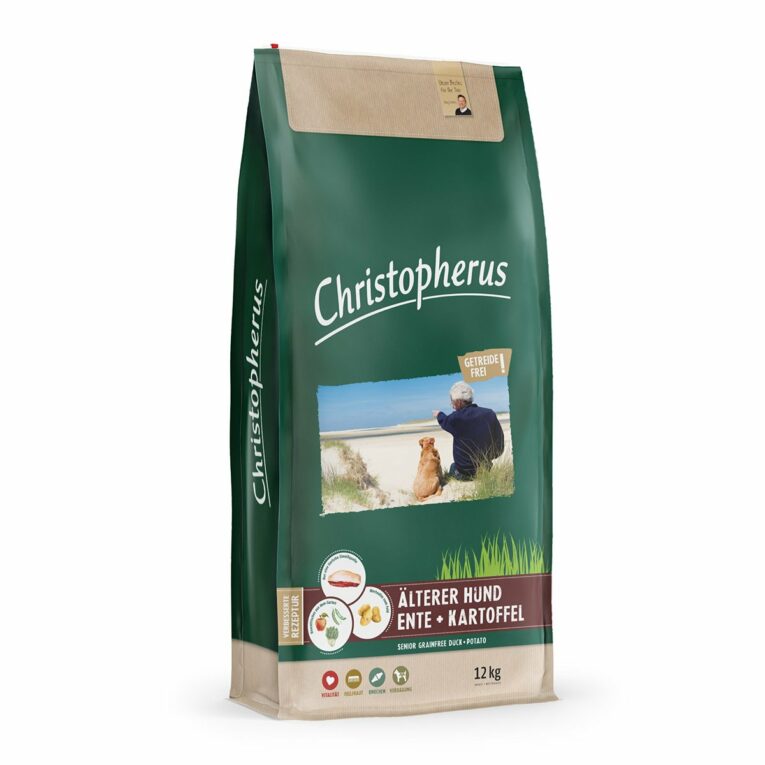 Günstig Christopherus Hundefutter Getreidefrei Ente + Kartoffel Senior 2x12kg i mPreisvergleich in unserem Onlineshop auf Hundeliebe-shop.de kaufen.