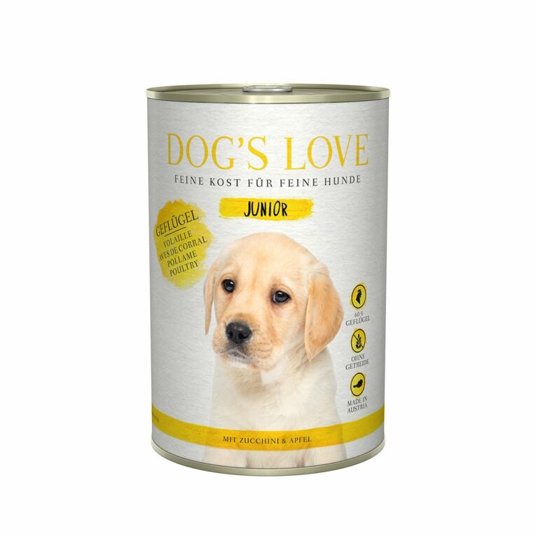 Günstig Dog’s Love Junior Geflügel mit Zucchini und Apfel 12x400g i mPreisvergleich in unserem Onlineshop auf Hundeliebe-shop.de kaufen.