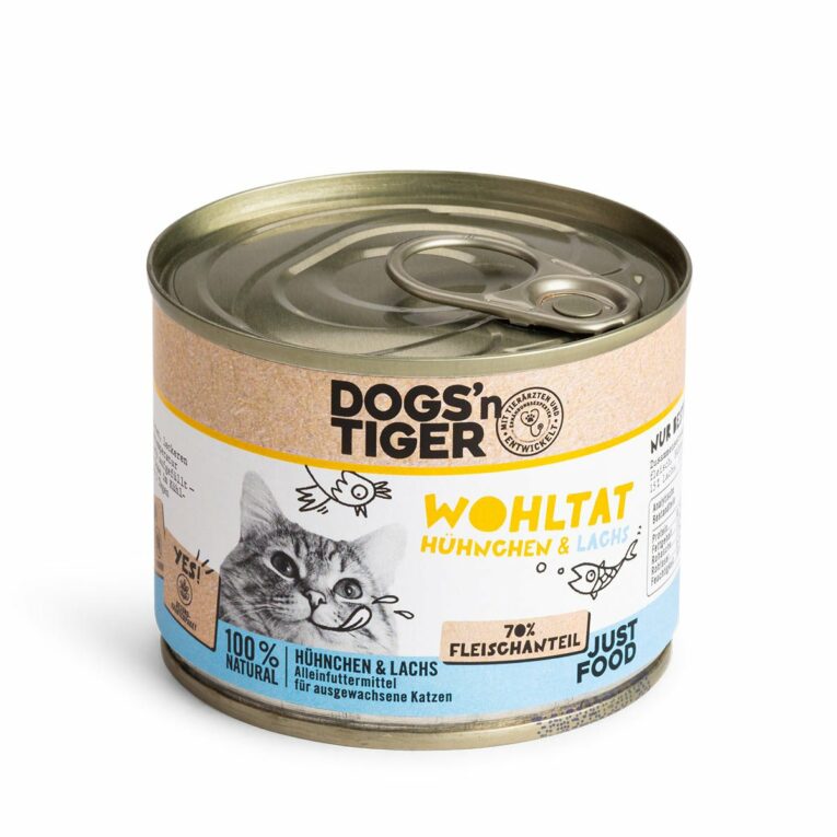 Günstig Dogs’n Tiger Wohltat Nassfutter Huhn & Lachs 6x200g i mPreisvergleich in unserem Onlineshop auf Hundeliebe-shop.de kaufen.