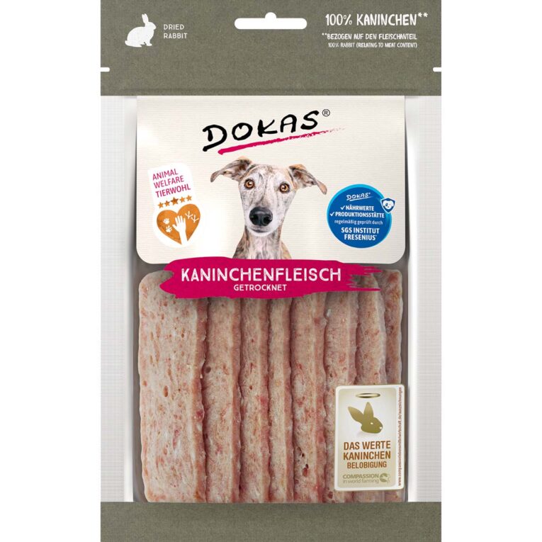 Günstig Dokas Hundesnack Kaninchenfleisch getrocknet 12x70g i mPreisvergleich in unserem Onlineshop auf Hundeliebe-shop.de kaufen.