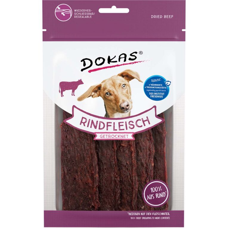 Günstig Dokas Rindfleisch getrocknet 3x70g i mPreisvergleich in unserem Onlineshop auf Hundeliebe-shop.de kaufen.