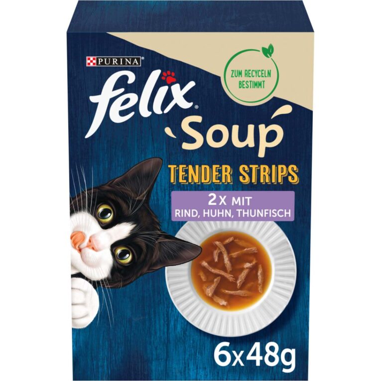Günstig FELIX Soup Tender Strips Gemischte Vielfalt 48x48g i mPreisvergleich in unserem Onlineshop auf Hundeliebe-shop.de kaufen.