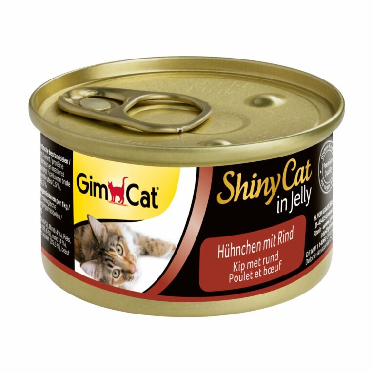 Günstig GimCat ShinyCat Hühnchen & Rind 24x70g i mPreisvergleich in unserem Onlineshop auf Hundeliebe-shop.de kaufen.