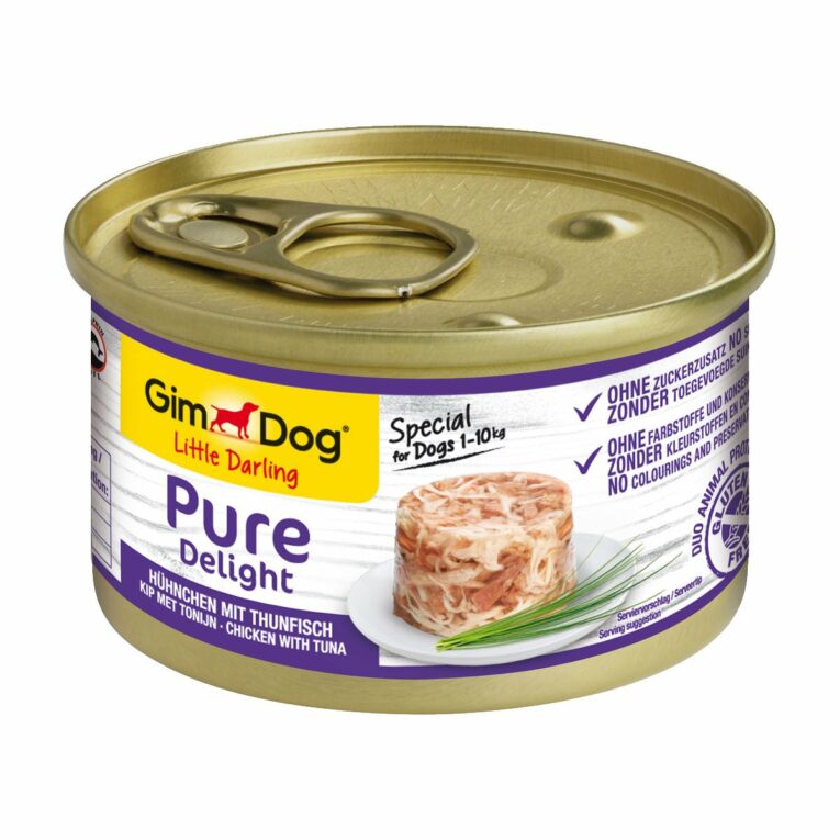 Günstig GimDog Little Darling Pure Delight Hühnchen mit Thunfisch 12x85g i mPreisvergleich in unserem Onlineshop auf Hundeliebe-shop.de kaufen.