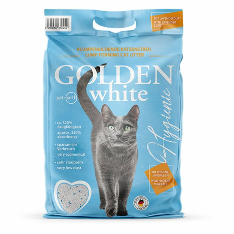 Günstig Golden White Hygienic Katzenstreu mit Lavendelduft 14kg i mPreisvergleich in unserem Onlineshop auf Hundeliebe-shop.de kaufen.