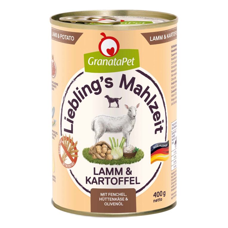 Günstig GranataPet Liebling’s Mahlzeit Lamm und Kartoffel 6x400g i mPreisvergleich in unserem Onlineshop auf Hundeliebe-shop.de kaufen.