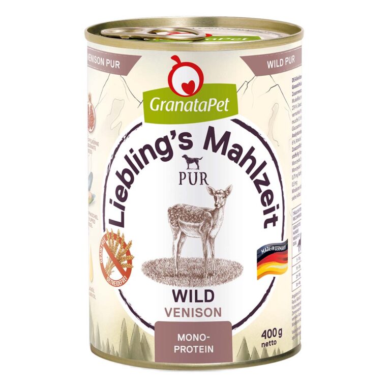 Günstig GranataPet Liebling’s Mahlzeit Wild PUR 6x400g i mPreisvergleich in unserem Onlineshop auf Hundeliebe-shop.de kaufen.