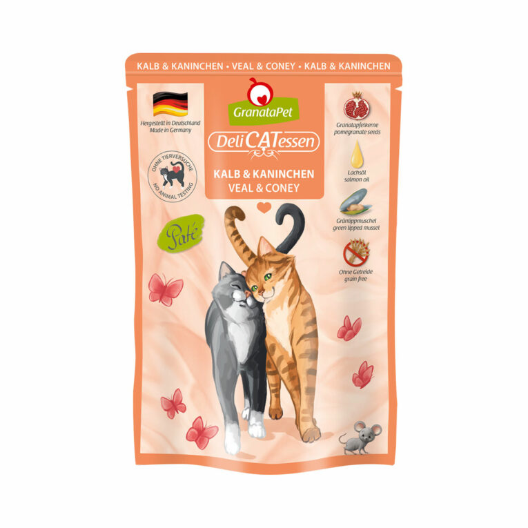 Günstig GranataPet Katze – Delicatessen Pouch Kalb & Kaninchen 6x85g i mPreisvergleich in unserem Onlineshop auf Hundeliebe-shop.de kaufen.