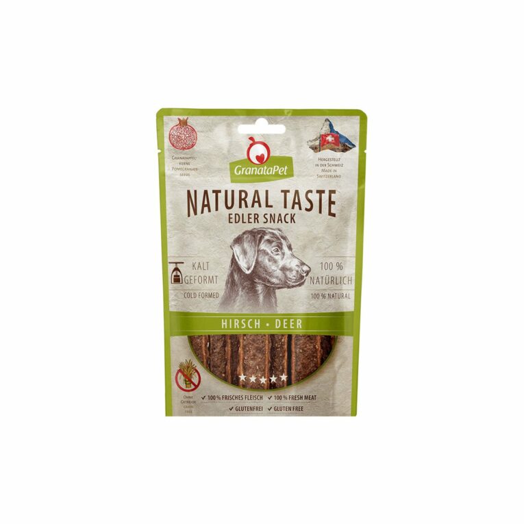 Günstig GranataPet Natural Taste Edler Snack Hirsch 90g i mPreisvergleich in unserem Onlineshop auf Hundeliebe-shop.de kaufen.