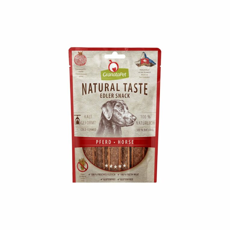 Günstig GranataPet Natural Taste Edler Snack Pferd 5x90g i mPreisvergleich in unserem Onlineshop auf Hundeliebe-shop.de kaufen.