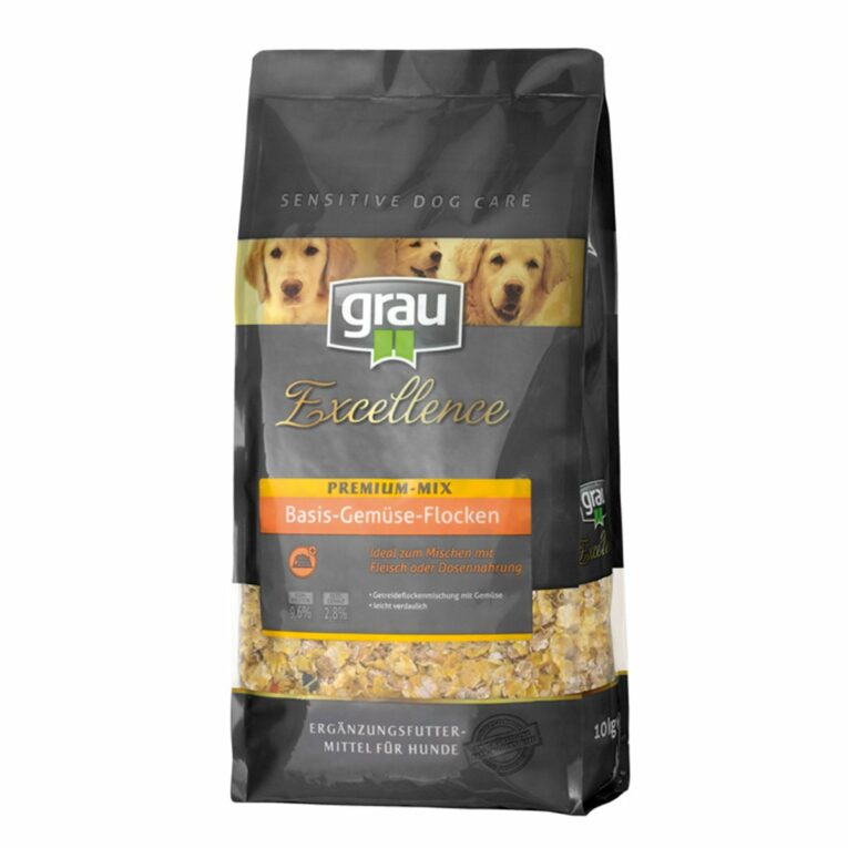Günstig Grau Excellence Hunde-Trockenfutter Premium-Mix Basis-Gemüse-Flocken 2x10kg i mPreisvergleich in unserem Onlineshop auf Hundeliebe-shop.de kaufen.
