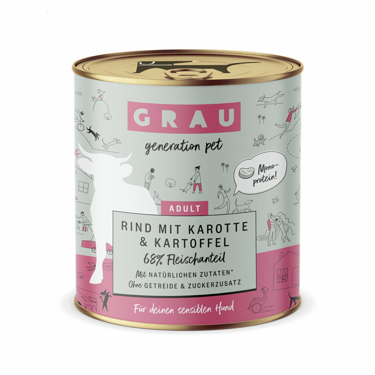 Günstig GRAU Rind mit Karotte & Kartoffel 6x800g i mPreisvergleich in unserem Onlineshop auf Hundeliebe-shop.de kaufen.