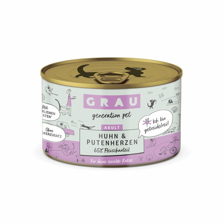 Günstig Grau Katze Huhn & Putenherzen 24 x 200g i mPreisvergleich in unserem Onlineshop auf Hundeliebe-shop.de kaufen.