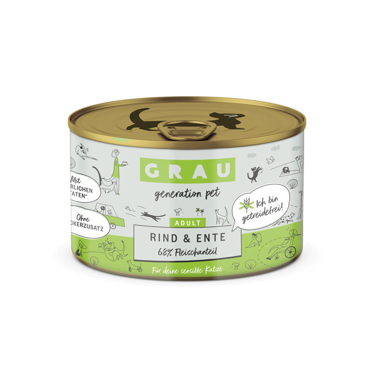 Günstig Grau Katze Rind & Ente 24 x 200g i mPreisvergleich in unserem Onlineshop auf Hundeliebe-shop.de kaufen.