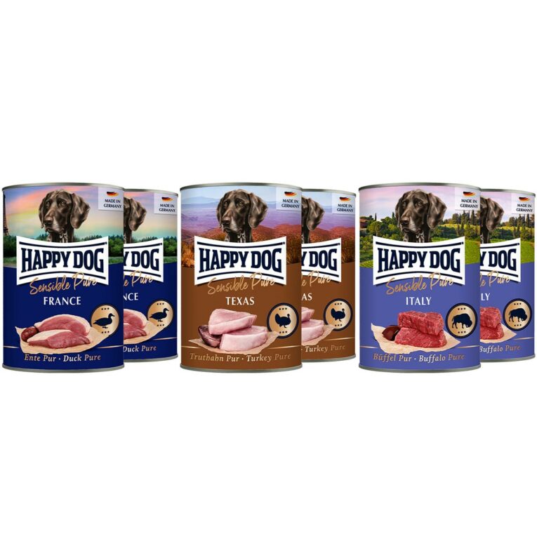 Günstig Happy Dog Sensible Pure Mischtray 6x400g i mPreisvergleich in unserem Onlineshop auf Hundeliebe-shop.de kaufen.