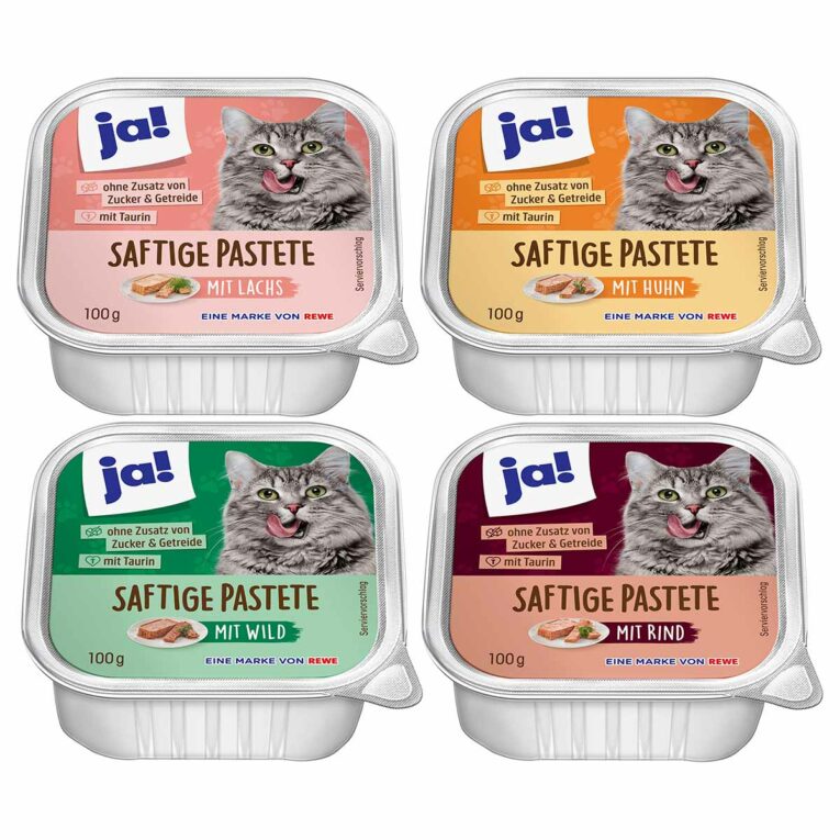 Günstig ja! Katzennassfutter Mixpaket Saftige Pastete 32x100g i mPreisvergleich in unserem Onlineshop auf Hundeliebe-shop.de kaufen.