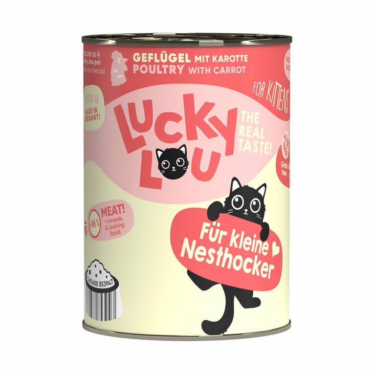 Günstig Lucky Lou Lifestage Kitten Geflügel 24x400g i mPreisvergleich in unserem Onlineshop auf Hundeliebe-shop.de kaufen.