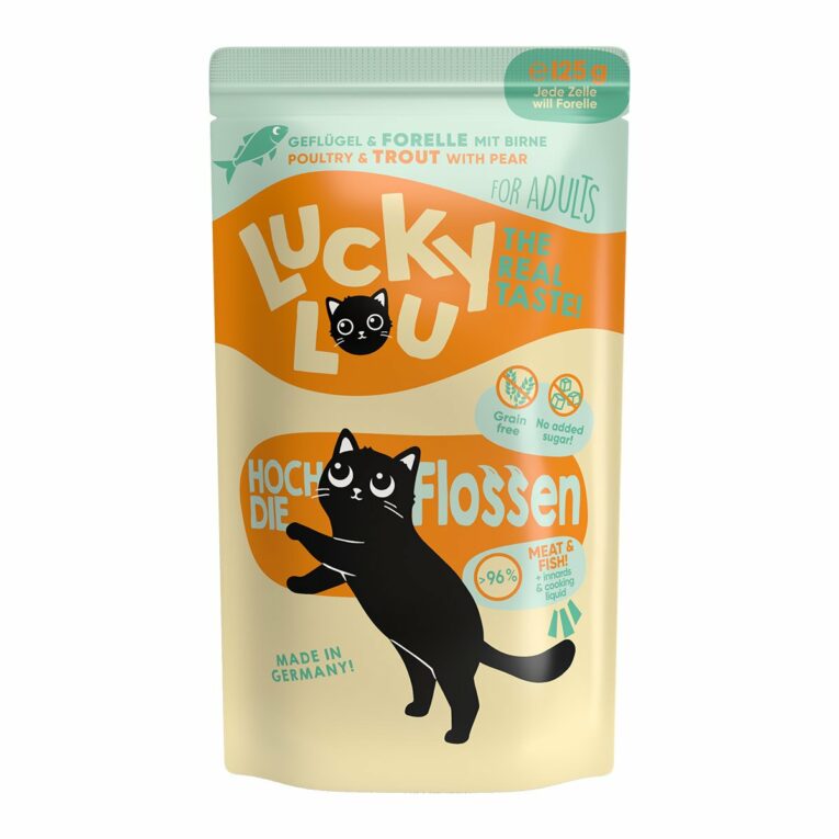 Günstig Lucky Lou Lifestage Adult Geflügel & Forelle 16x125g i mPreisvergleich in unserem Onlineshop auf Hundeliebe-shop.de kaufen.