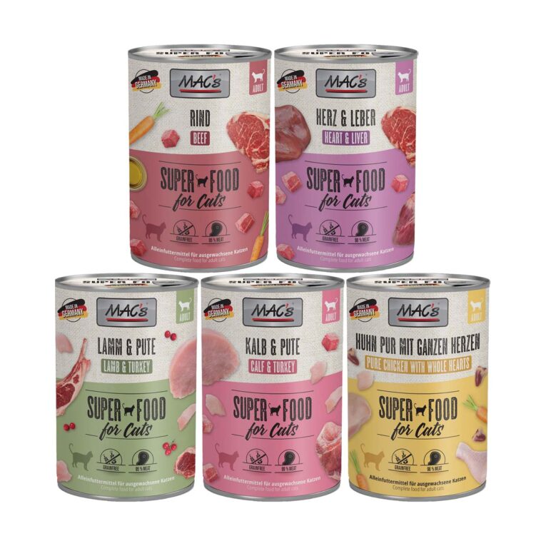 Günstig MAC’s Cat Fleischmenü 60x400g Mixpaket 1 i mPreisvergleich in unserem Onlineshop auf Hundeliebe-shop.de kaufen.