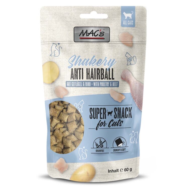 Günstig MAC’s Cat Shakery Anti-Hairball Snacks 3x60g i mPreisvergleich in unserem Onlineshop auf Hundeliebe-shop.de kaufen.