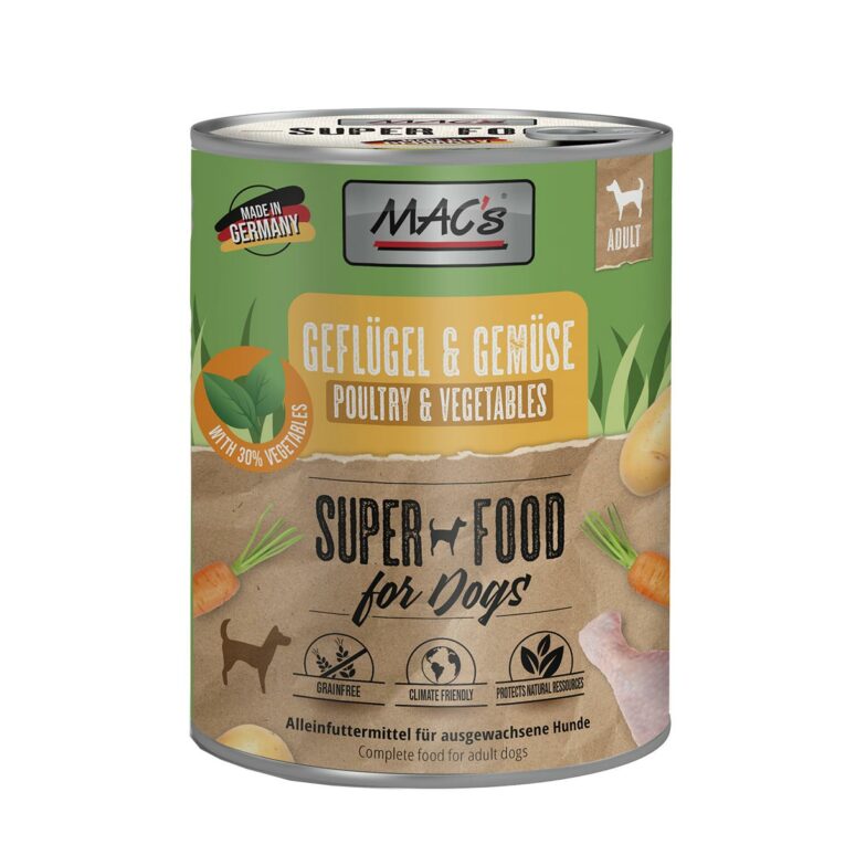 Günstig MAC’s Dog Geflügel und Gemüse 24x800g i mPreisvergleich in unserem Onlineshop auf Hundeliebe-shop.de kaufen.