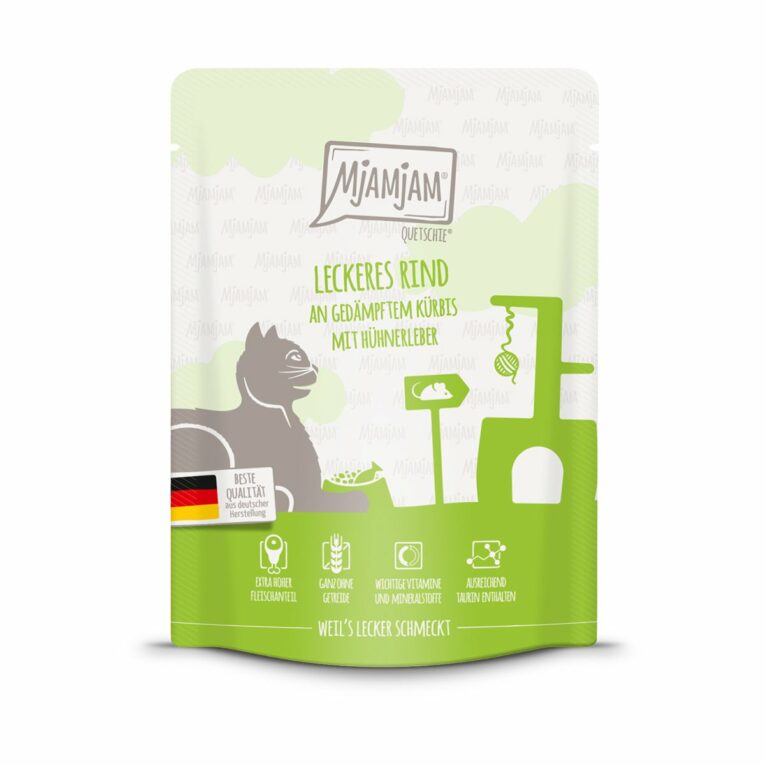Günstig MjAMjAM Quetschie leckeres Rind an gedämpftem Kürbis 24x300g i mPreisvergleich in unserem Onlineshop auf Hundeliebe-shop.de kaufen.