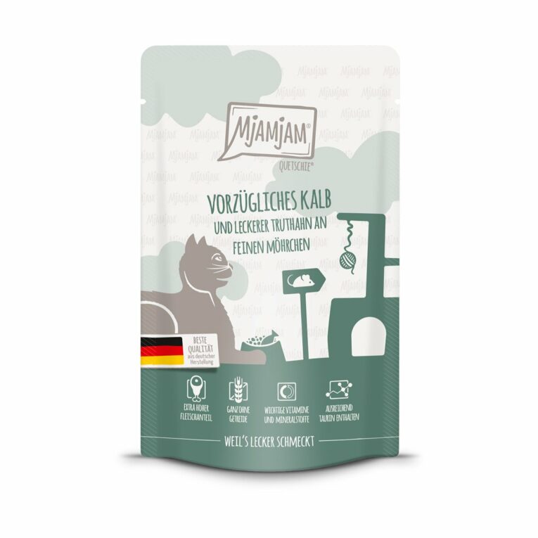 Günstig MjAMjAM Quetschie vorzügliches Kalb und Truthahn an leckeren Möhrchen 48x125g i mPreisvergleich in unserem Onlineshop auf Hundeliebe-shop.de kaufen.