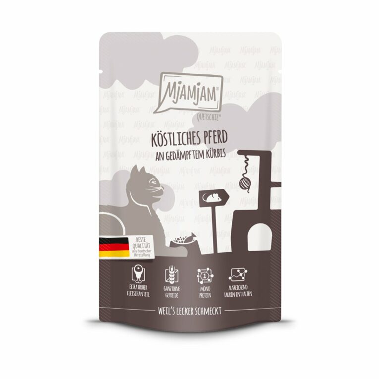 Günstig MjAMjAM Quetschie köstliches Pferd an gedämpftem Kürbis 48x125g i mPreisvergleich in unserem Onlineshop auf Hundeliebe-shop.de kaufen.