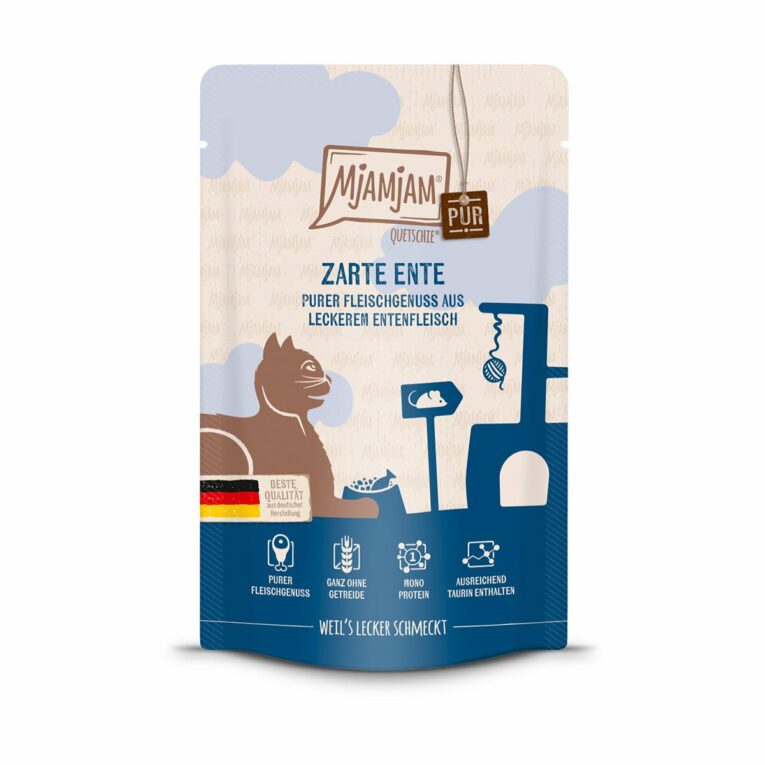 Günstig MjAMjAM – Quetschie – purer Fleischgenuss – zarte Ente pur 48x125g i mPreisvergleich in unserem Onlineshop auf Hundeliebe-shop.de kaufen.