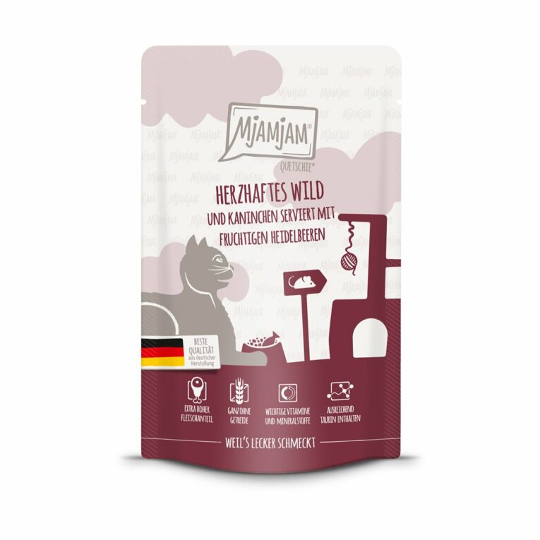 Günstig MjAMjAM Quetschie herzhaftes Wild und Kaninchen an fruchtigen Heidelbeeren 48x125g i mPreisvergleich in unserem Onlineshop auf Hundeliebe-shop.de kaufen.