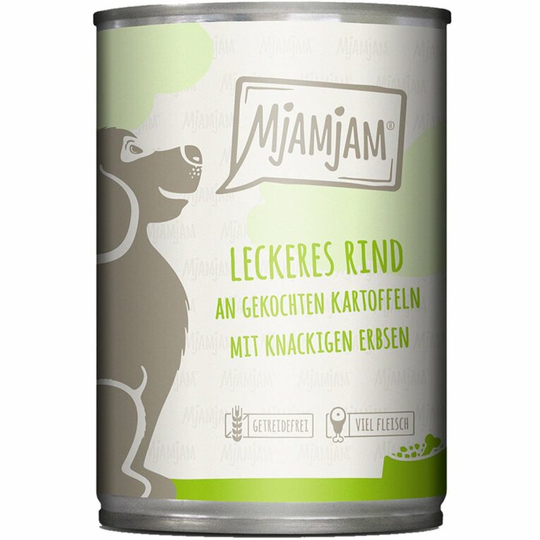 Günstig MjAMjAM leckeres Rind an gekochten Kartoffeln mit knackigen Erbsen 6x400g i mPreisvergleich in unserem Onlineshop auf Hundeliebe-shop.de kaufen.