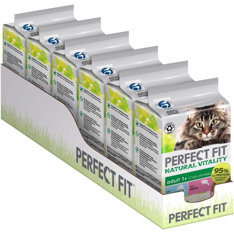 Günstig PERFECT FIT Katze Natural Vitality Adult 1+ mit Hochseefisch und Lachs 36x50g i mPreisvergleich in unserem Onlineshop auf Hundeliebe-shop.de kaufen.