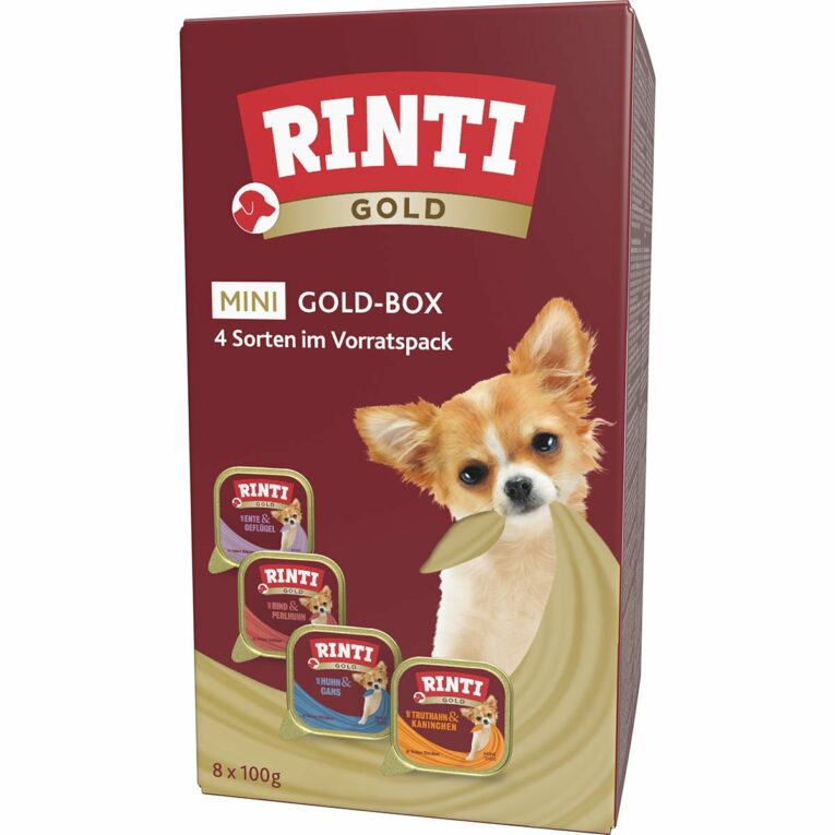 Günstig RINTI Gold Mini Goldbox 8x100g i mPreisvergleich in unserem Onlineshop auf Hundeliebe-shop.de kaufen.