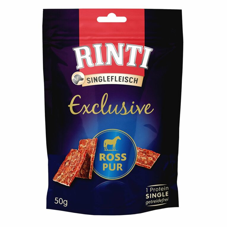 Günstig Rinti Singlefleisch Exclusive Snack Ross pur 6x50g i mPreisvergleich in unserem Onlineshop auf Hundeliebe-shop.de kaufen.