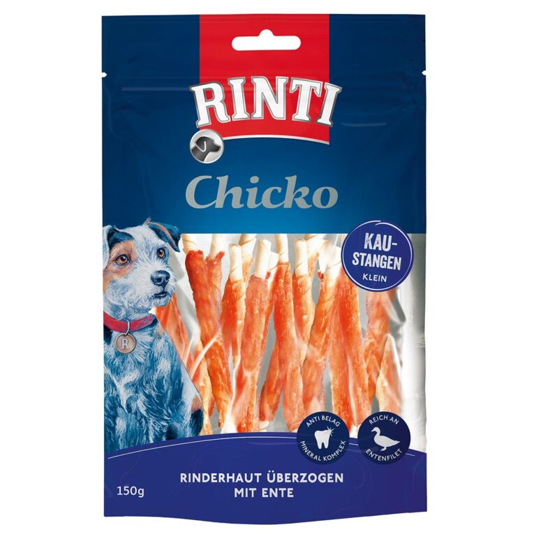 Günstig Rinti Chicko Kaustangen mit Ente Small 150g i mPreisvergleich in unserem Onlineshop auf Hundeliebe-shop.de kaufen.
