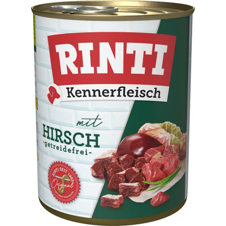 Günstig Rinti Kennerfleisch Hirsch 24x800g i mPreisvergleich in unserem Onlineshop auf Hundeliebe-shop.de kaufen.