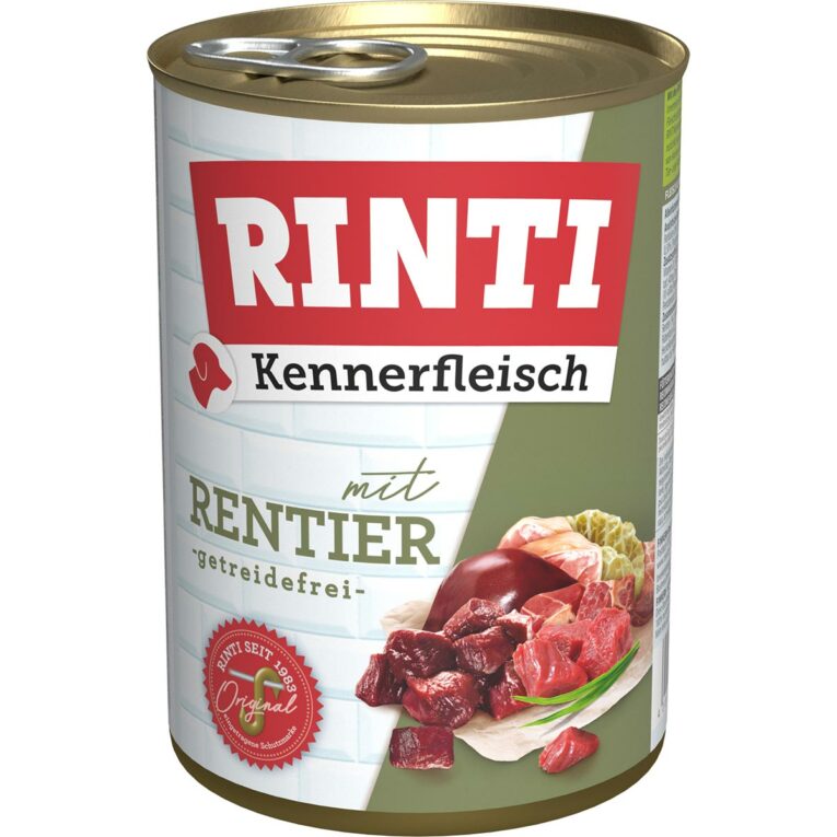 Günstig Rinti Kennerfleisch Rentier 24x400g i mPreisvergleich in unserem Onlineshop auf Hundeliebe-shop.de kaufen.