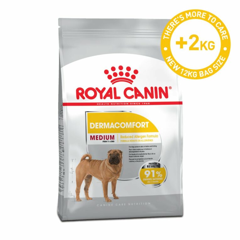 Günstig ROYAL CANIN DERMACOMFORT MEDIUM Trockenfutter für mittelgroße Hunde mit empfindlicher Haut 12kg i mPreisvergleich in unserem Onlineshop auf Hundeliebe-shop.de kaufen.
