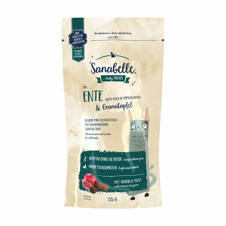 Günstig Sanabelle Katzensnack Ente & Granatapfel 55g i mPreisvergleich in unserem Onlineshop auf Hundeliebe-shop.de kaufen.