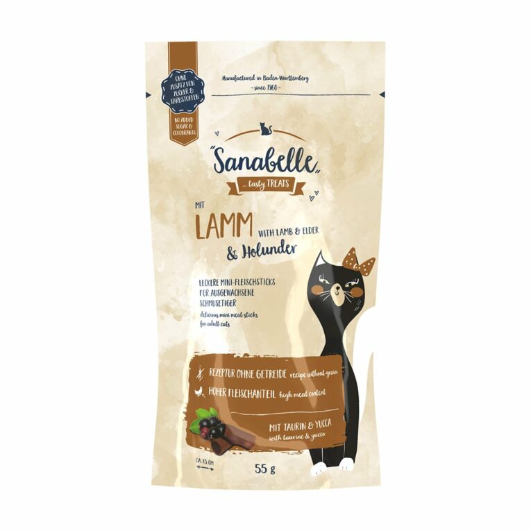 Günstig Sanabelle Katzensnack Lamm & Holunder 55g i mPreisvergleich in unserem Onlineshop auf Hundeliebe-shop.de kaufen.