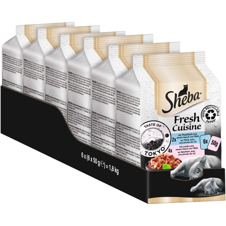 Günstig SHEBA Fresh Cuisine Taste of Tokyo Thunfisch & Lachs 36x50g i mPreisvergleich in unserem Onlineshop auf Hundeliebe-shop.de kaufen.