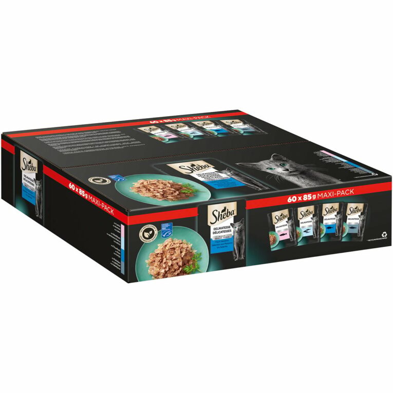 Günstig Sheba Nassfutter Multipack Delikatesse in Gelee Fisch Variation 60x85g i mPreisvergleich in unserem Onlineshop auf Hundeliebe-shop.de kaufen.