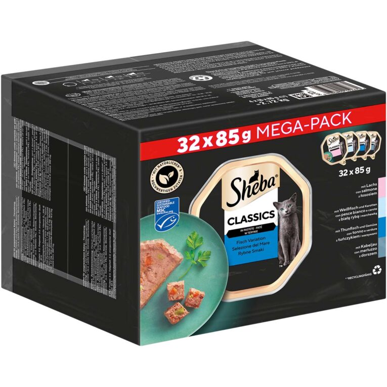 Günstig Sheba Classics Pastete Fisch Variation MSC 32x85g i mPreisvergleich in unserem Onlineshop auf Hundeliebe-shop.de kaufen.