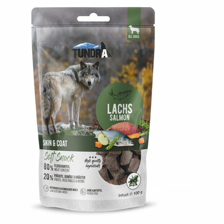 Günstig Tundra Dog Snack Skin & Coat Lachs 3x100g i mPreisvergleich in unserem Onlineshop auf Hundeliebe-shop.de kaufen.