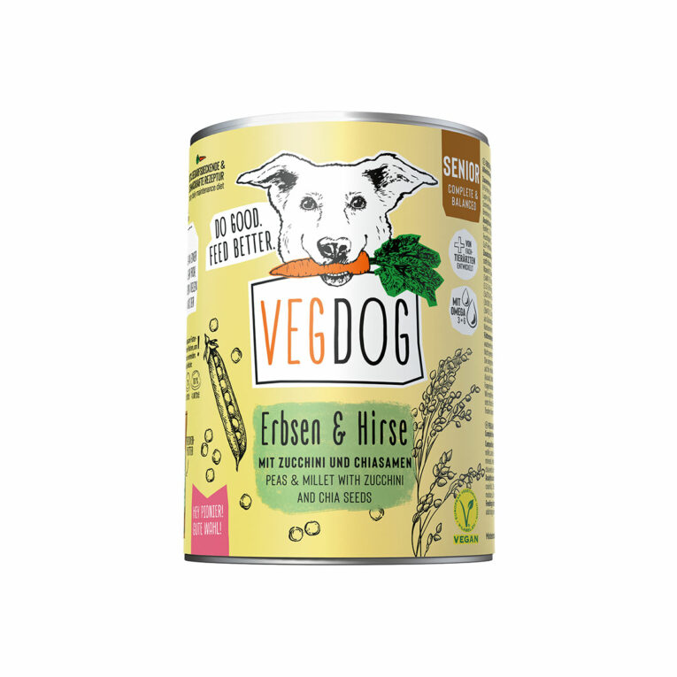 Günstig VEGDOG Senior Erbsen & Hirse 6x400g i mPreisvergleich in unserem Onlineshop auf Hundeliebe-shop.de kaufen.
