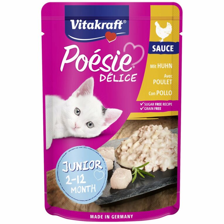 Günstig Vitakraft Poésie DéliSauce & Huhn Junior 23x85g i mPreisvergleich in unserem Onlineshop auf Hundeliebe-shop.de kaufen.