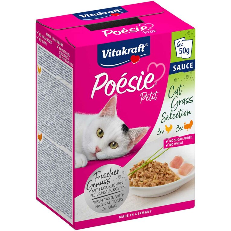 Günstig Vitakraft Poésie Petit Cat Grass Selection 6x50g i mPreisvergleich in unserem Onlineshop auf Hundeliebe-shop.de kaufen.
