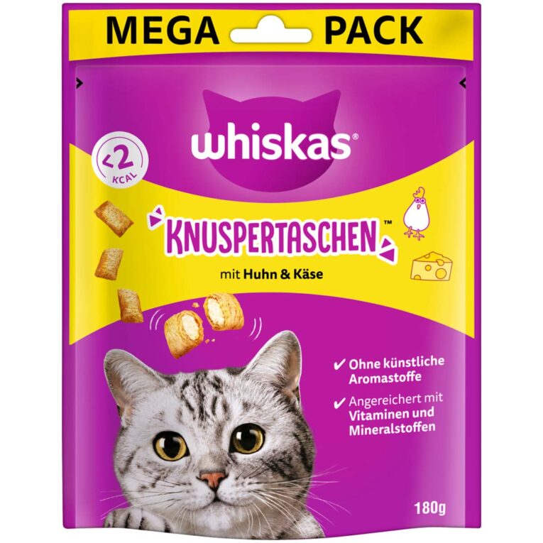 Günstig Whiskas Knuspertaschen mit Huhn und Käse 8x180g i mPreisvergleich in unserem Onlineshop auf Hundeliebe-shop.de kaufen.